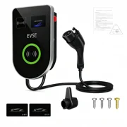 Level 2 EV Charger, 32A 7.6KW Type 1 SAE J1772 Wall-Mounted Home EV Charging Station, IP54 Waterproof EVSE with 5M Cable