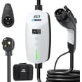 thumbnail image 1 of Level 2 EV Charger, 40A, 240V 9.6kW Portable Electric Vehicle Charging Station, NEMA 14-50 Plug, 25ft Cable, Adjustable Current & Timing Delay, J1772 Connector for BEVs/PHEVs, 1 of 6