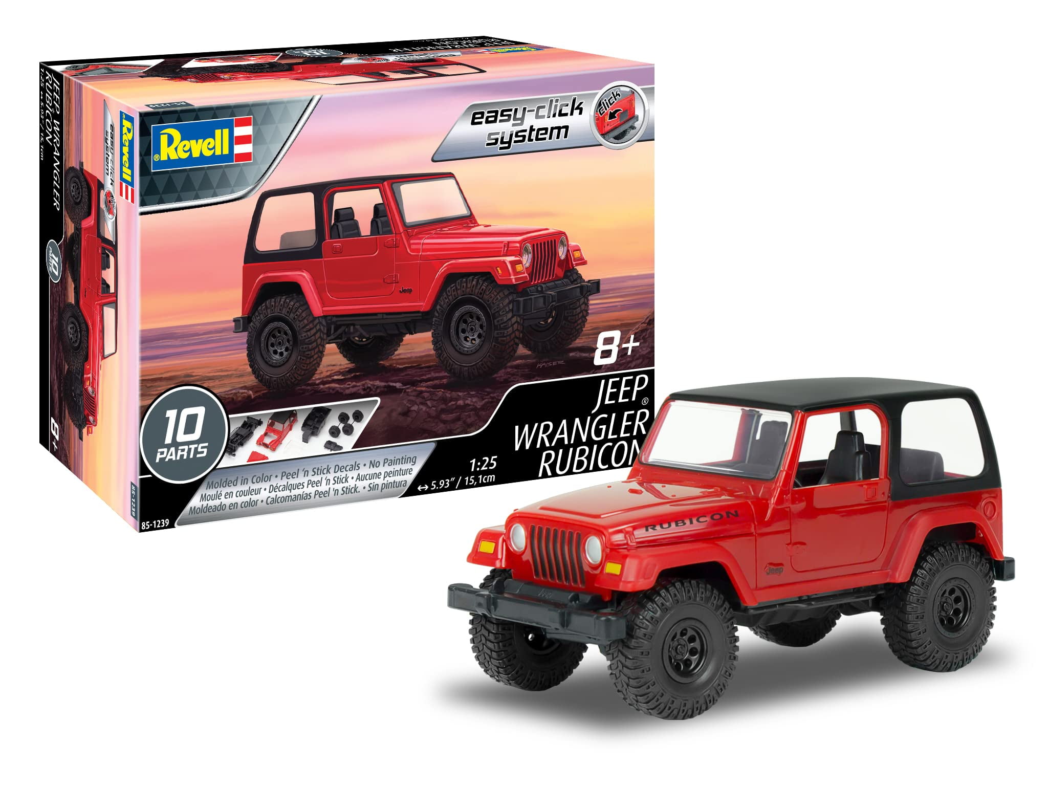 Level 2 Easy-Click Model Kit Jeep Wrangler Rubicon 1/25 Scale Model by ...