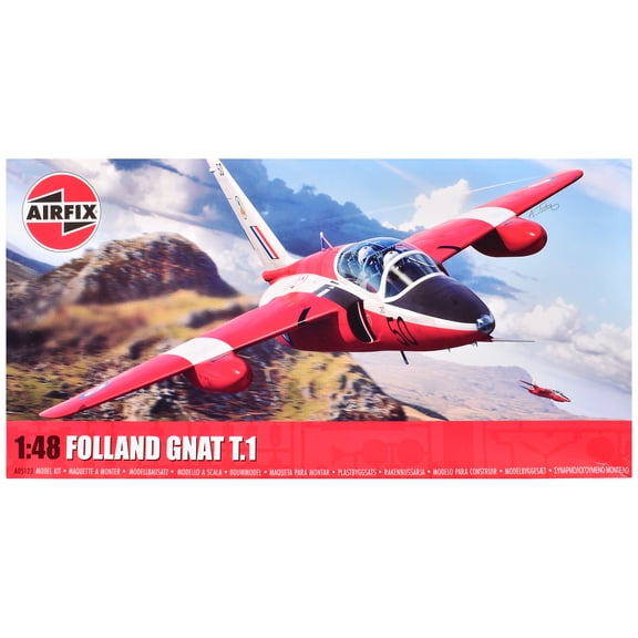 Level 2 Model Kit Folland Gnat T.1 Fighter Aircraft w/ 2 Scheme Options 1/48 Plastic Model Kit by Airfix