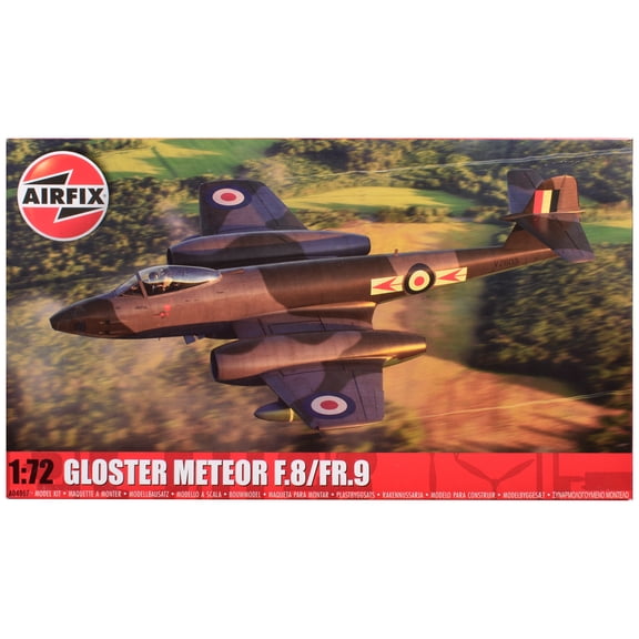 Level 2 Model Kit Gloster Meteor F.8/FR.9 Fighter Aircraft with 2 Scheme Options 1/72 Plastic Model Kit by Airfix