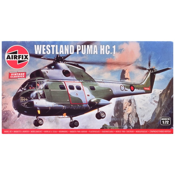 Level 2 Model Kit of Westland Puma HC.1 Helicopter with 2 Scheme Options 1/72 Plastic Model Kit by Airfix