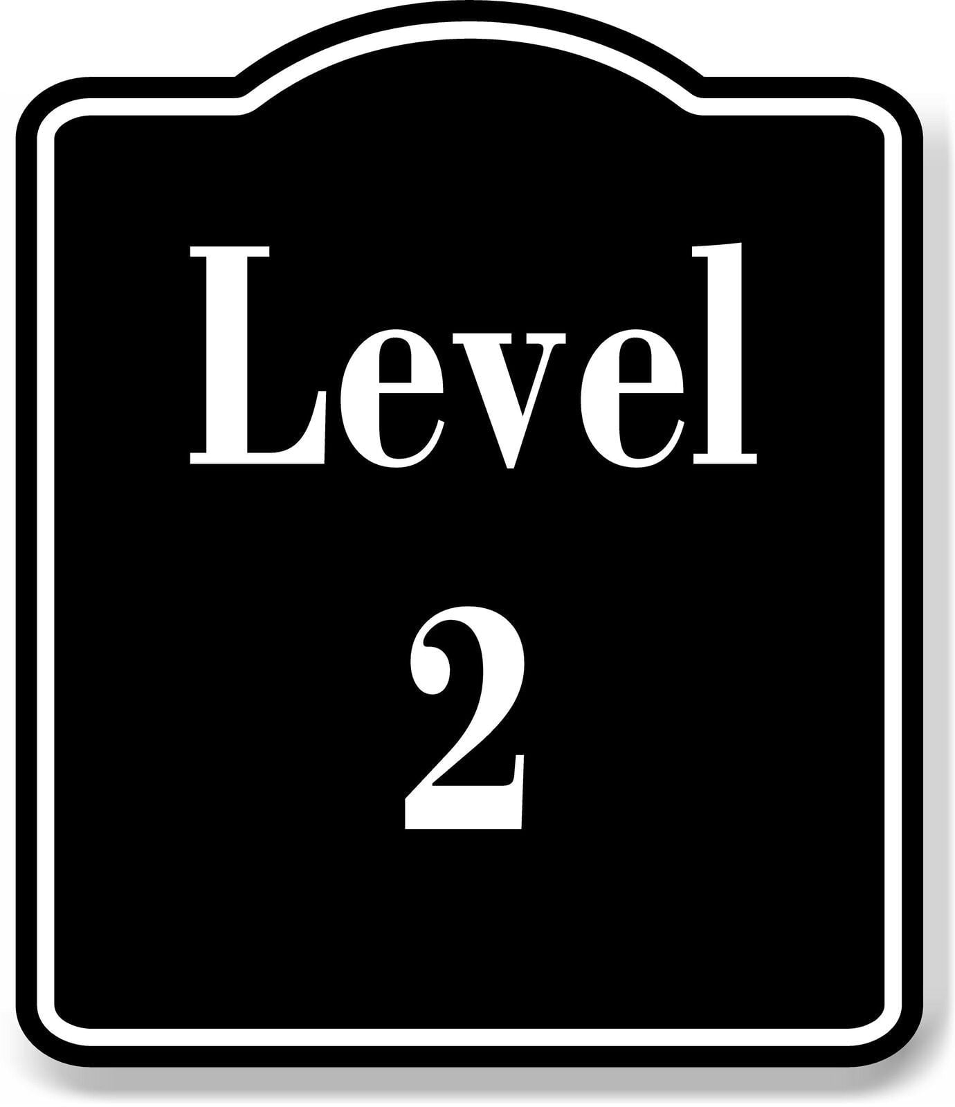 Level 2 Number Garage Building BLACK Aluminum Composite Sign, 15