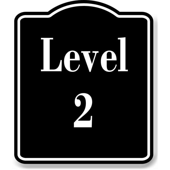 Level 2 Number Garage Building BLACK Aluminum Composite Sign, 8.5"x10"