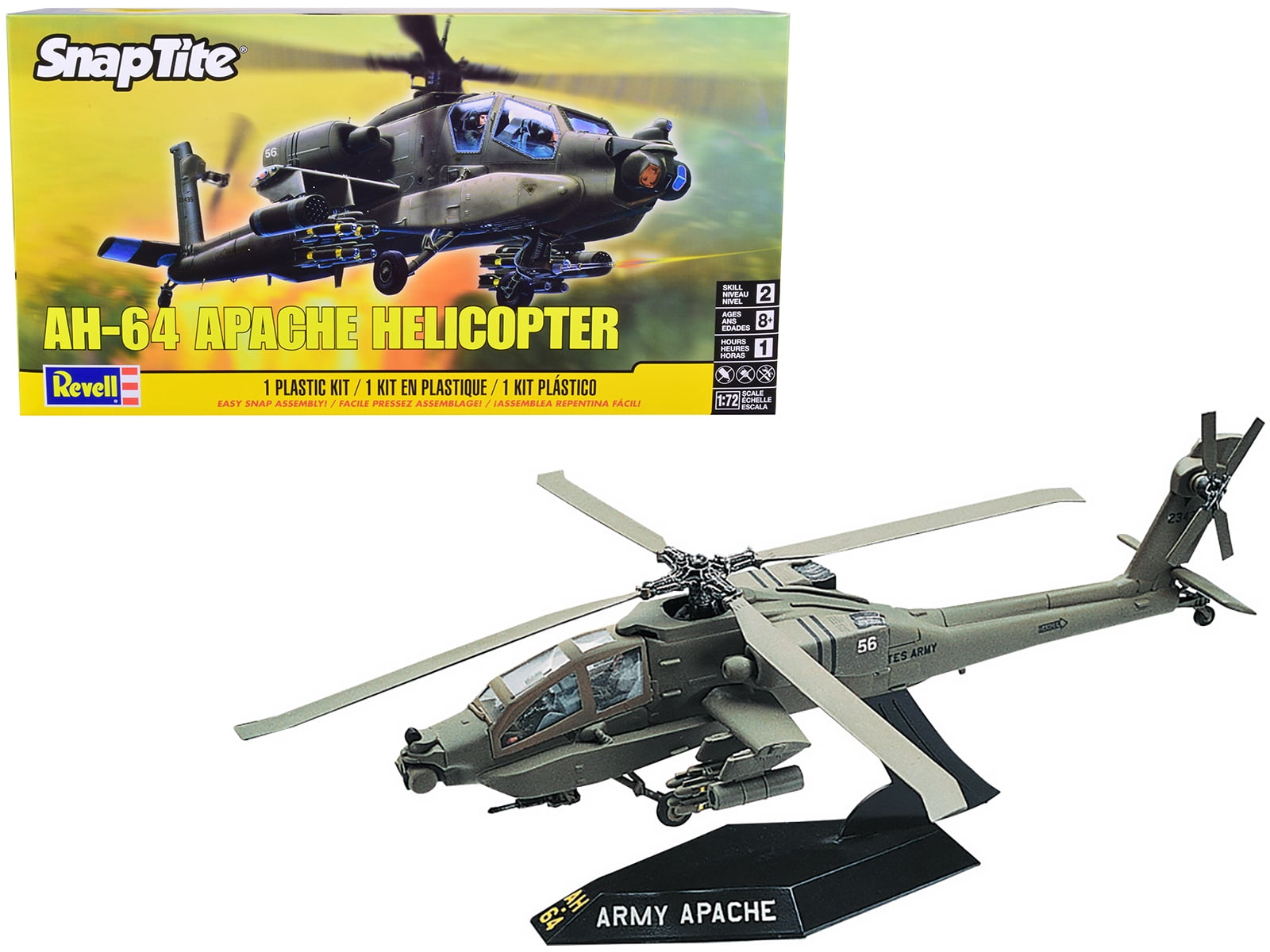 Level 2 Snap Tite Model Kit AH 64 Apache Helicopter 1 72 Scale Model by Revell