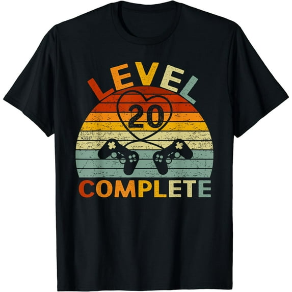 Level 20 Complete Gamers Couple 20th Wedding Anniversary T-Shirt