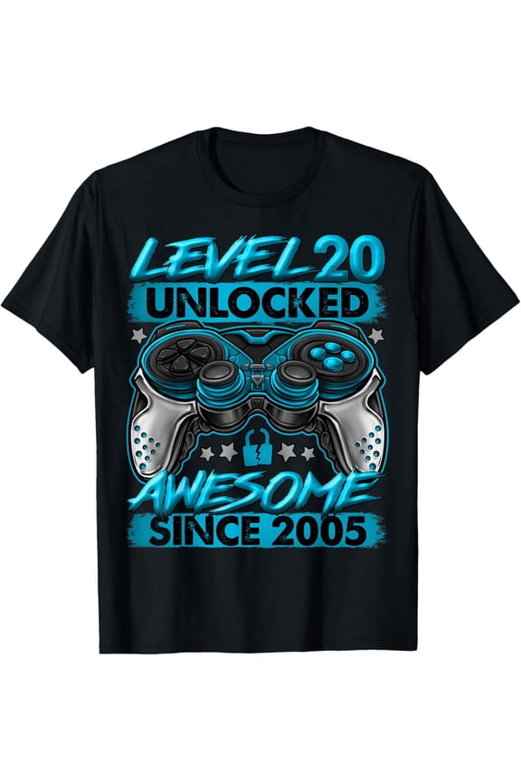 Level 20 Unlocked 20 Year Old Gifts 20Th Birthday T-Shirt BLACK Unisex S-5XL Hot Trending Shirt, Vintage Birthday Gift