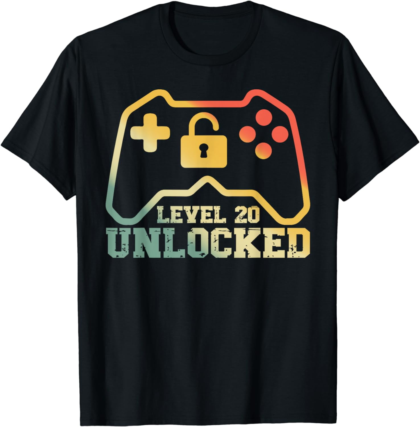 Level 20 Unlocked 20th Birthday Video Gamer 20years Old BDay T-Shirt ...