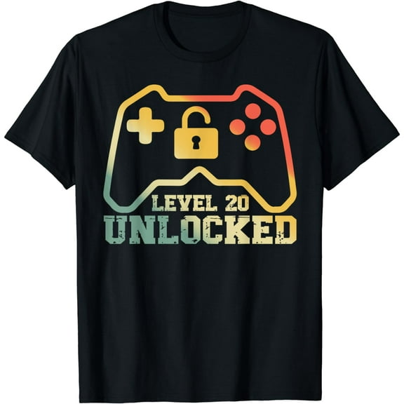 Level 20 Unlocked 20th Birthday Video Gamer 20years Old BDay T-Shirt