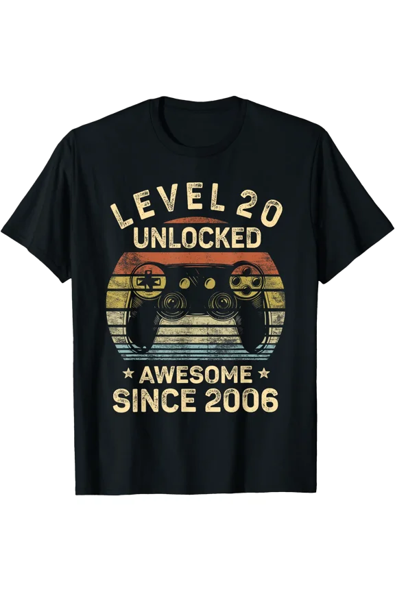 Level 20 Unlocked Awesome Since 2006 20Th Birthday Gaming T-Shirt