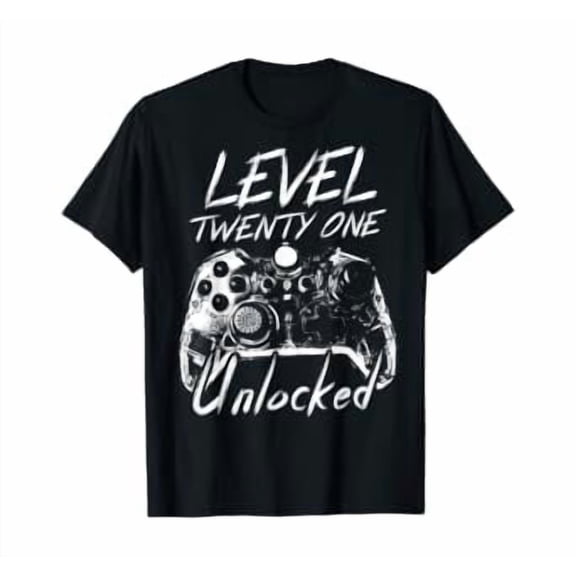 Level 21 Unlocked - 21 Year Old Gamer Funny Birthday T-Shirt