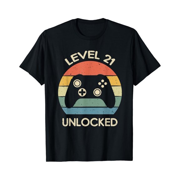 Level 21 Unlocked 21St Gaming Birthday Controller Gamer Gift T-Shirt