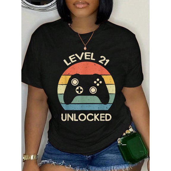 Level 21 Unlocked 21st Gaming Birthday Controller Gamer Gift T-Shirt