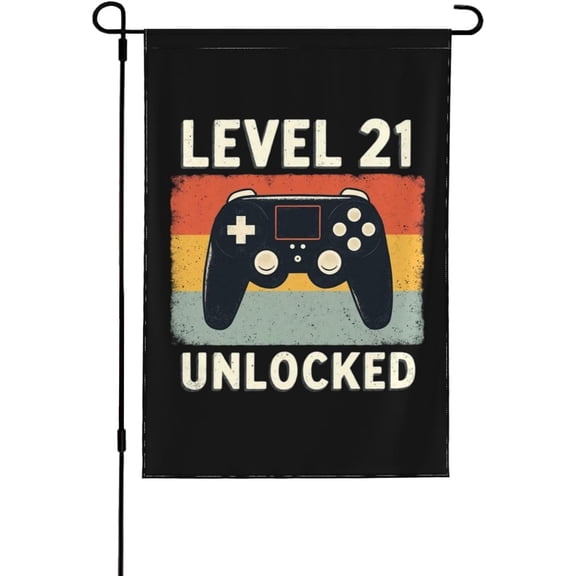 Level 21 Unlocked Flags, Level 21 Unlocked Garden Flags Small Garden Flags 12x18 Double Sided Garden Decor Flag For Party