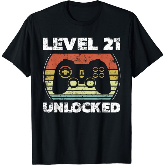 Level 21 Unlocked Funny Video Gamer 21St Birthday T-Shirt