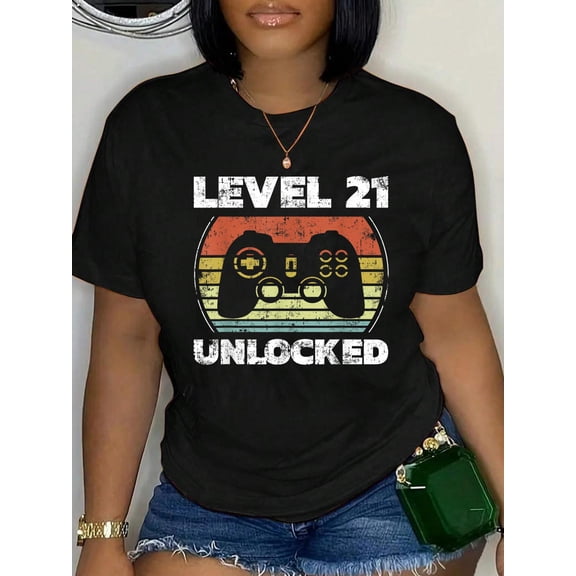 Level 21 Unlocked Funny Video Gamer 21st Birthday T-Shirt