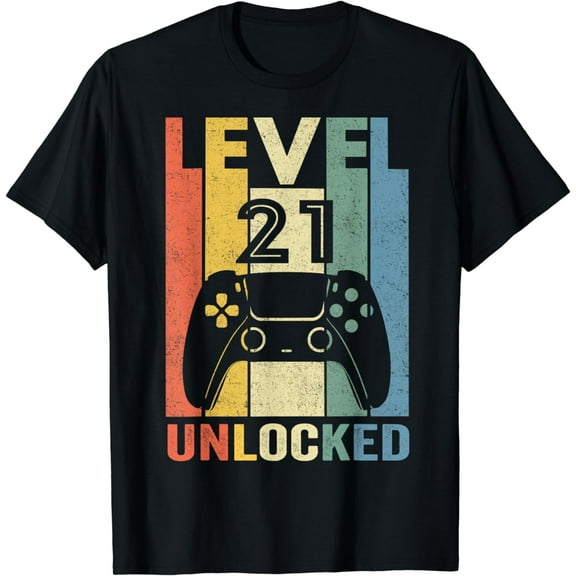 Level 21 Unlocked T-Shirt 21st Video Gamer Birthday Gift T-Shirt