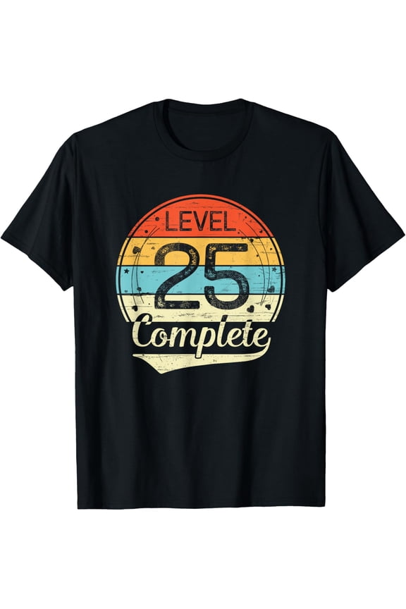 Level 25 Complete Retro 25th Wedding Anniversary T-Shirt