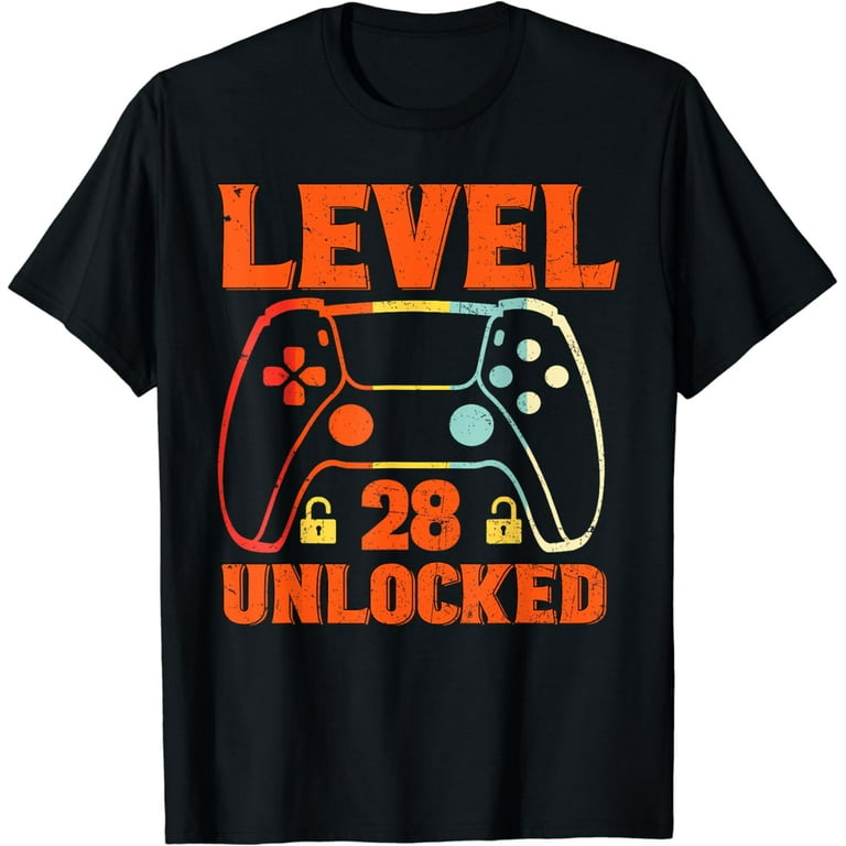 Level 28 Unlocked Shirt Funny Gamer 28th Birthday Gift Shirt Level 28 Unlocked Shirt Funny Gamer 28th Birthday Gift Shirt