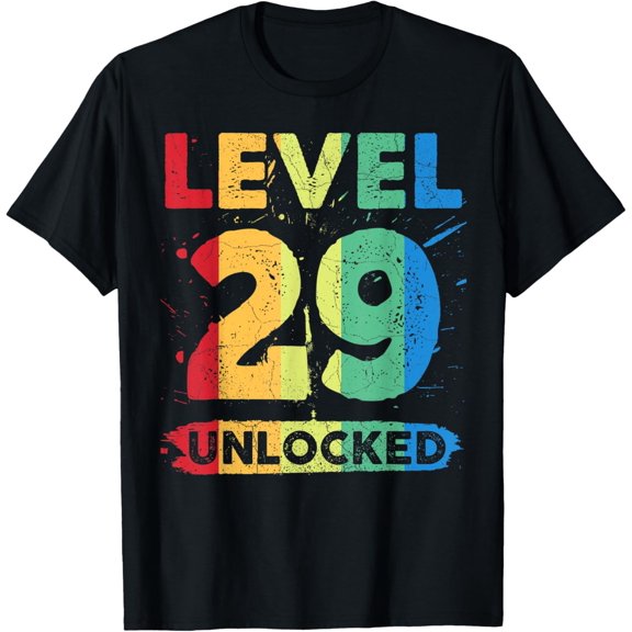 Level 29 Unlocked 29th wedding anniversary 29 years T-ShirtMen and women, Black T-shirt, size: Extra large S-4XL