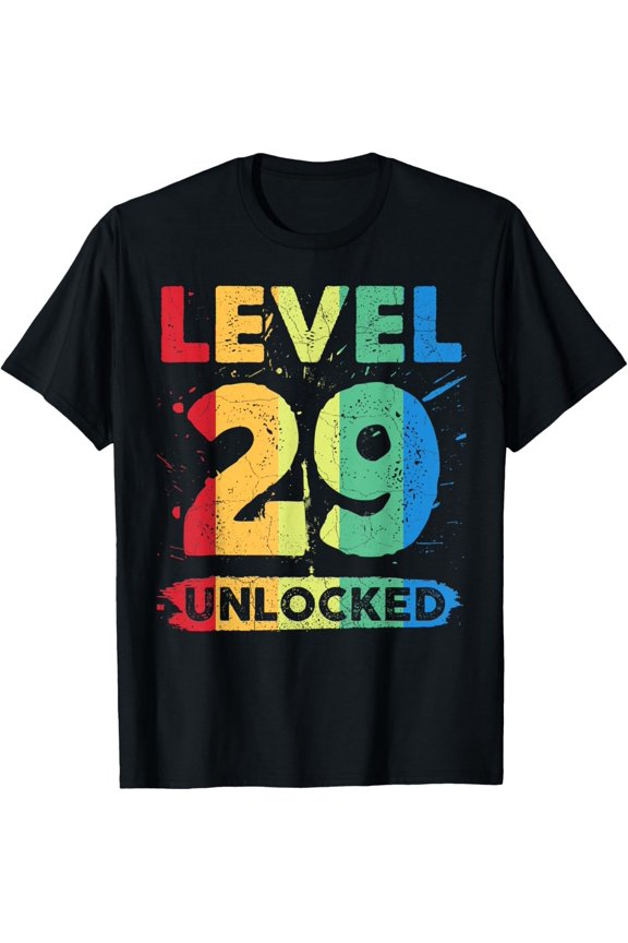 Level 29 Unlocked 29th wedding anniversary 29 years T-ShirtMen and women, Black T-shirt, size: Extra large S-4XL