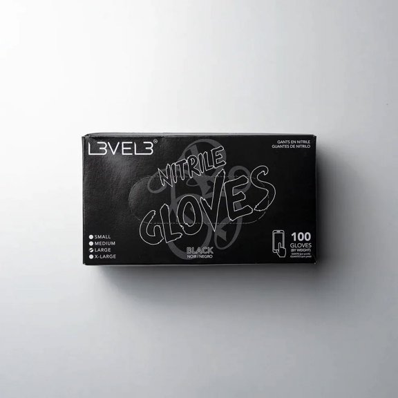 Level 3 Professional Nitrile Gloves, Black, Large (100pcs)