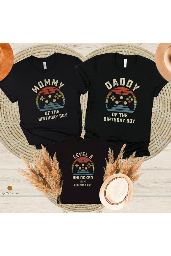 Level 3 Unlocked Birthday Boy Shirt Custom Gaming Tee