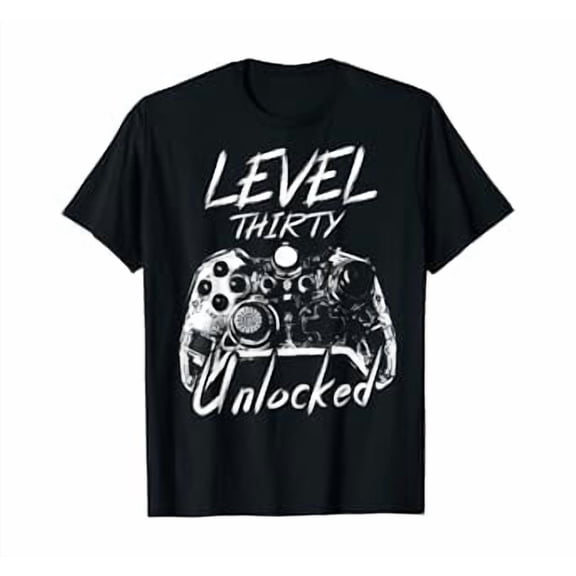Level 30 Unlocked 30 Years Old Vintage Gamer 30th Birthday T-Shirt
