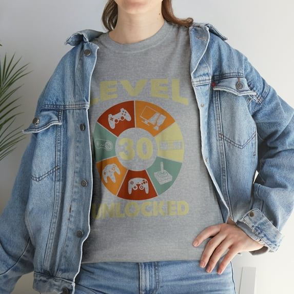 Level 30 Unlocked-30th Birthday Vintage Video Gamer T-Shirt