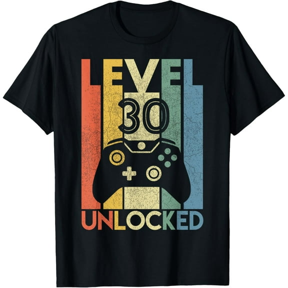 Level 30 Unlocked Funny Video Gamer 30th Birthday Gift Mens T-Shirt