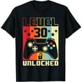 thumbnail image 1 of Level 30 Unlocked Shirt Funny Video Gamer 30th Birthday Gift T-Shirt mens t shirt，black，women，funny，misfits，men，journey, 1 of 4
