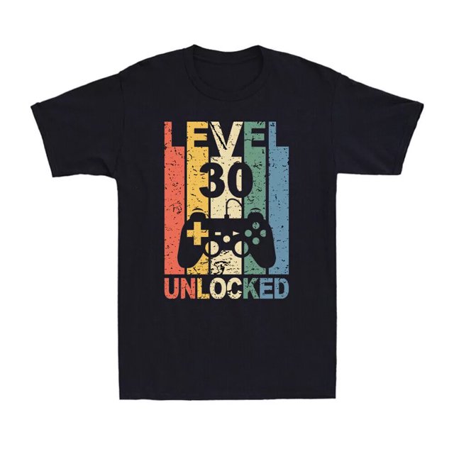 Level 30 Unlocked Shirt Funny Video Gamer 30th Birthday Gift Vintage T