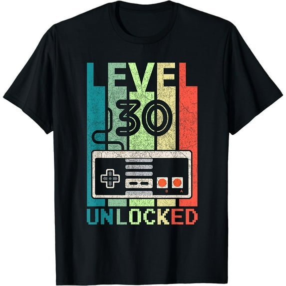 Level 30 Unlocked Shirt Video Gamer 30th Birthday Gifts Tee T-Shirt