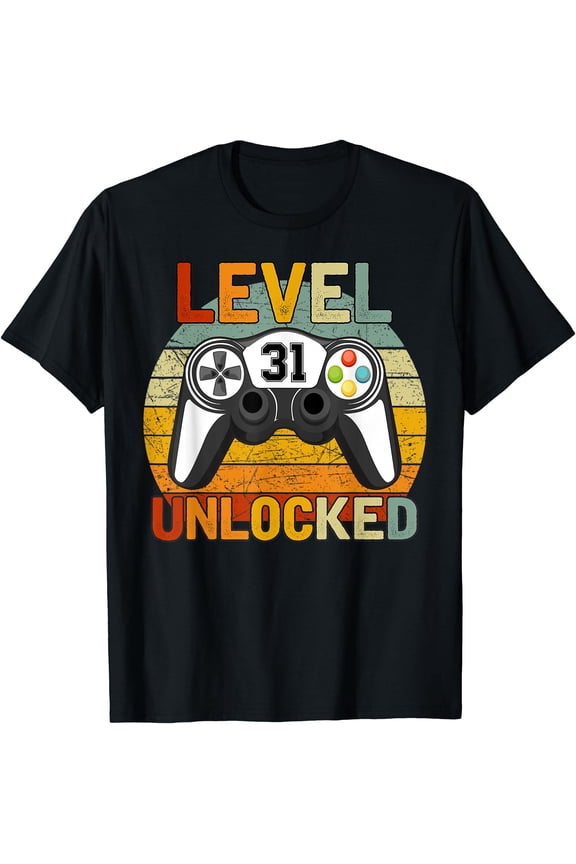 Level 31 Unlocked 31 Years Old Retro 31St Birthday Gift T-Shirt