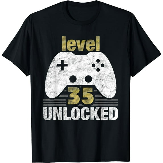 Level 35 Unlocked 35th Birthday 35 Year Old Gift for Gamers T-Shirt