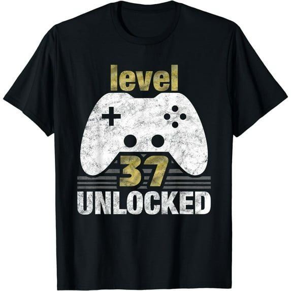 Level 37 Unlocked 37th Birthday 37 Year Old Gift for Gamers T-Shirt
