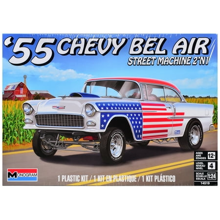 Level 4 Model Kit 1955 Chevrolet Bel Air Street Machine 2-in-1 Kit 1/24 Scale Model by Revell