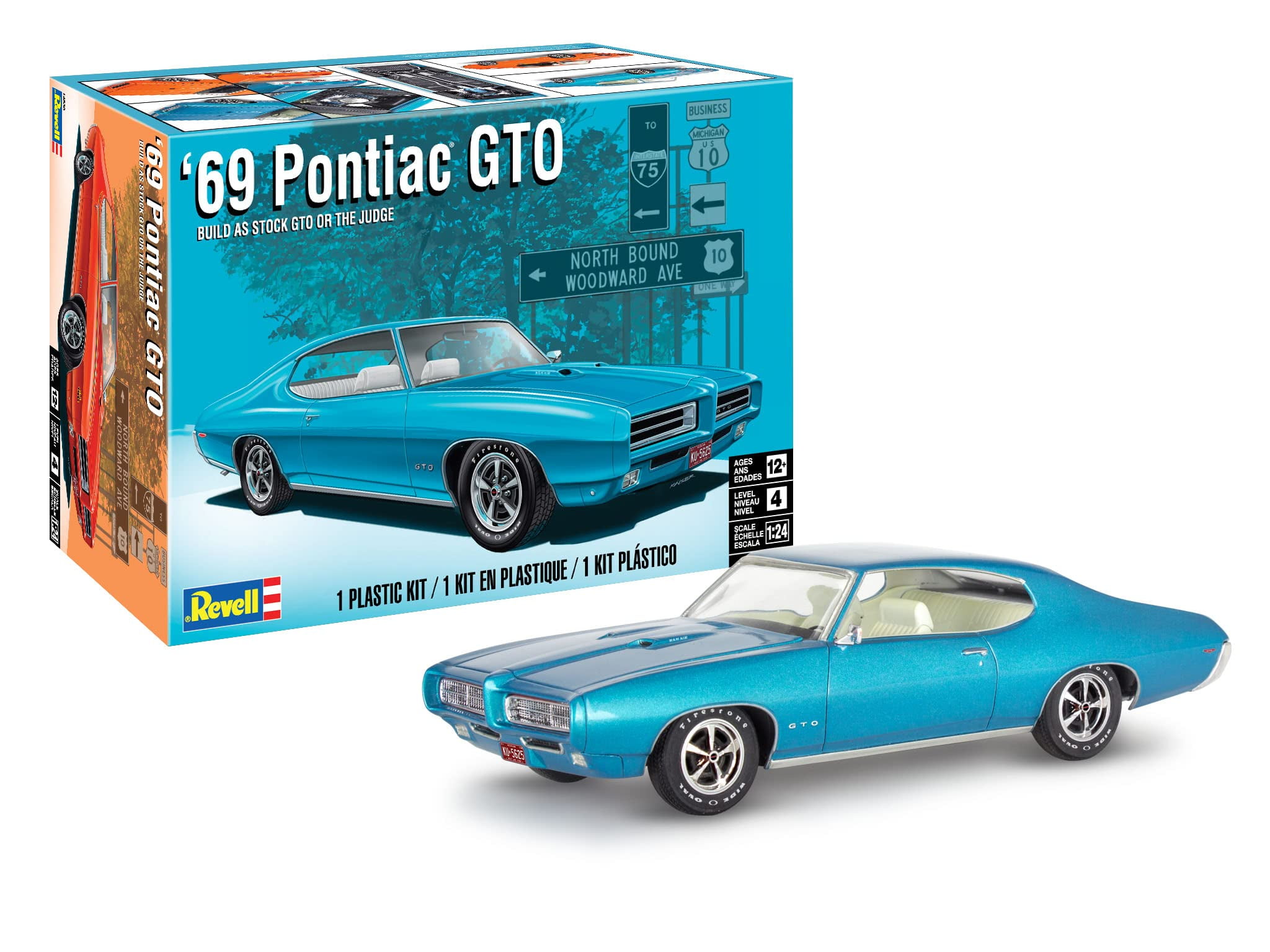 Level 4 Model Kit 1969 Pontiac GTO 2-in-1 Kit 1/24 Scale Model by Revell