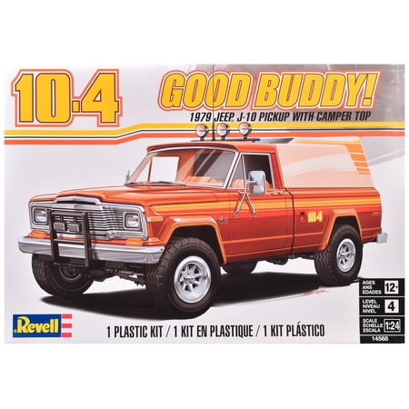 Level 4 Model Kit 1979 Jeep J-10 Pickup Truck with Camper Top 1/24 Scale Model by Revell