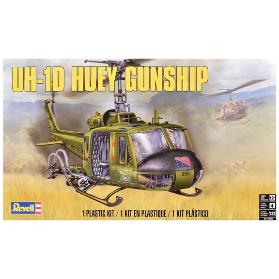 Level 4 Model Kit Bell UH-1D Iroquois "Huey" Gunship Helicopter 1/32 Scale Model by Revell