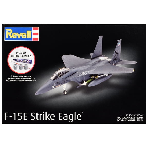 Level 4 Model Kit F-15E Strike Eagle Aircraft All-Included Kit 1/72 Scale Model by Revell