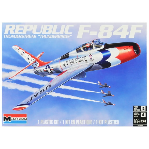 Level 4 Model Kit Republic F-84F Thunderstreak Aircraft "US Air Force Thunderbirds" "Monogram" Series 1/48 Scale Model by Revell