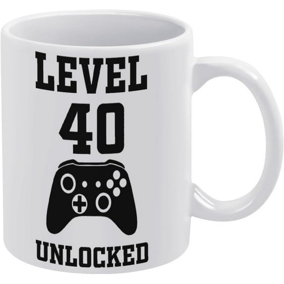 Level 40 Unlocked 40Th Birthday Mug Funny Coffee Mug Ceramic Cup Tea 11 Oz For Women Men Novelty Birthday Gift
