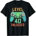 thumbnail image 1 of Level 40 Unlocked 40th Birthday Gamer Gifts 40 Year Old Male T-Shirt, 1 of 4
