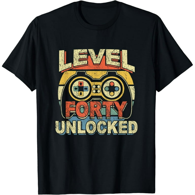 Level 40 Unlocked Shirt 40th Vintage Video Gamer Birthday Level 40 Unlocked Shirt 40th Vintage Video Gamer Birthday