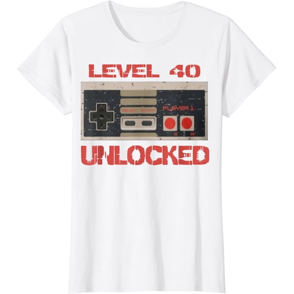 Level 40 Unlocked Shirt Video Gamer 40th Birthday Gift Shirt T-Shirt