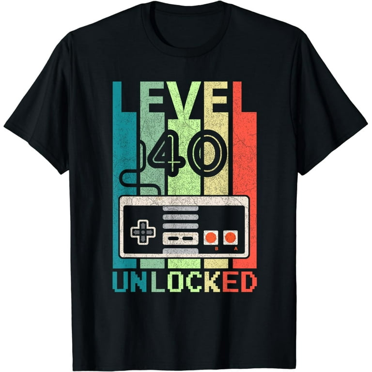 Level 40 Unlocked Shirt Video Gamer 40th Birthday Gifts Tee T-Shirt Level 40 Unlocked Shirt Video Gamer 40th Birthday Gifts Tee T-Shirt