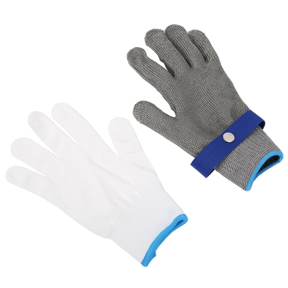 Level 5 Cut Resistant Safety Gloves with 316L Stainless Steel Mesh Protective Heavy Duty Iron Work Hand Gloves (Size L, 9.65 inches / 24.5 cm)