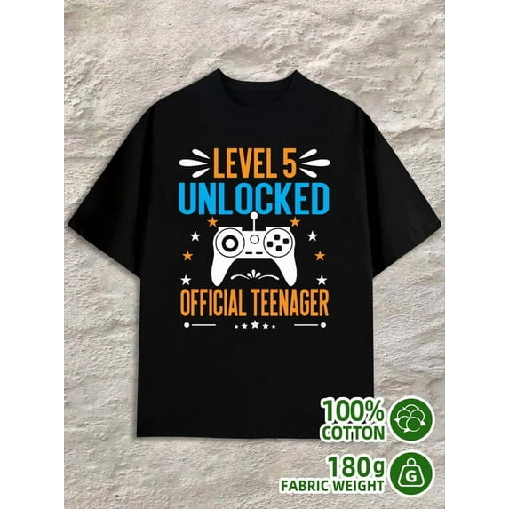 Level 5 Gamer Tee for men 180G 100% Cotton black Basic Unisex Shirt Crewneck tshirts Vintage Unisex Shirt Short Sleeve tshirts Basic Unisex Shirt Cotton tshirts