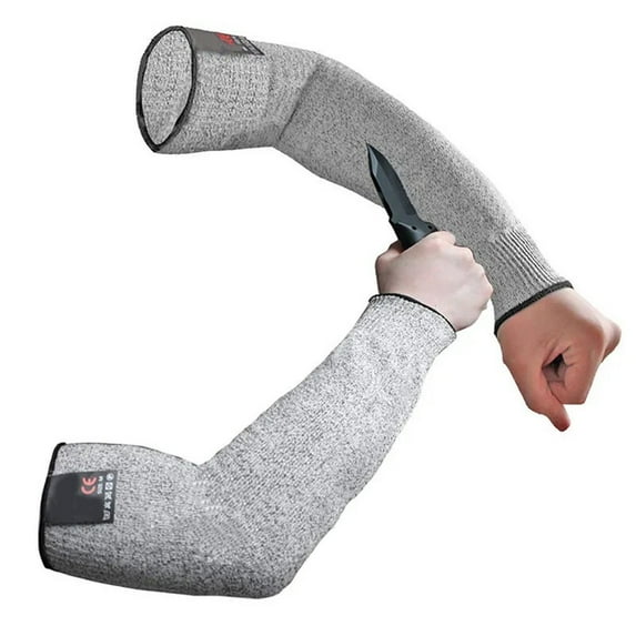 Level 5 HPPE Cut-Resistant Sleeves Arm Guards for Chainsaw Work Protection 20cm Silver 2 Pack